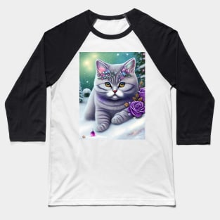 British Shorthair Winter Magic Baseball T-Shirt